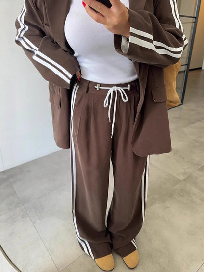 Dames Lounge Set Wijd Blazer en Broek Trendy