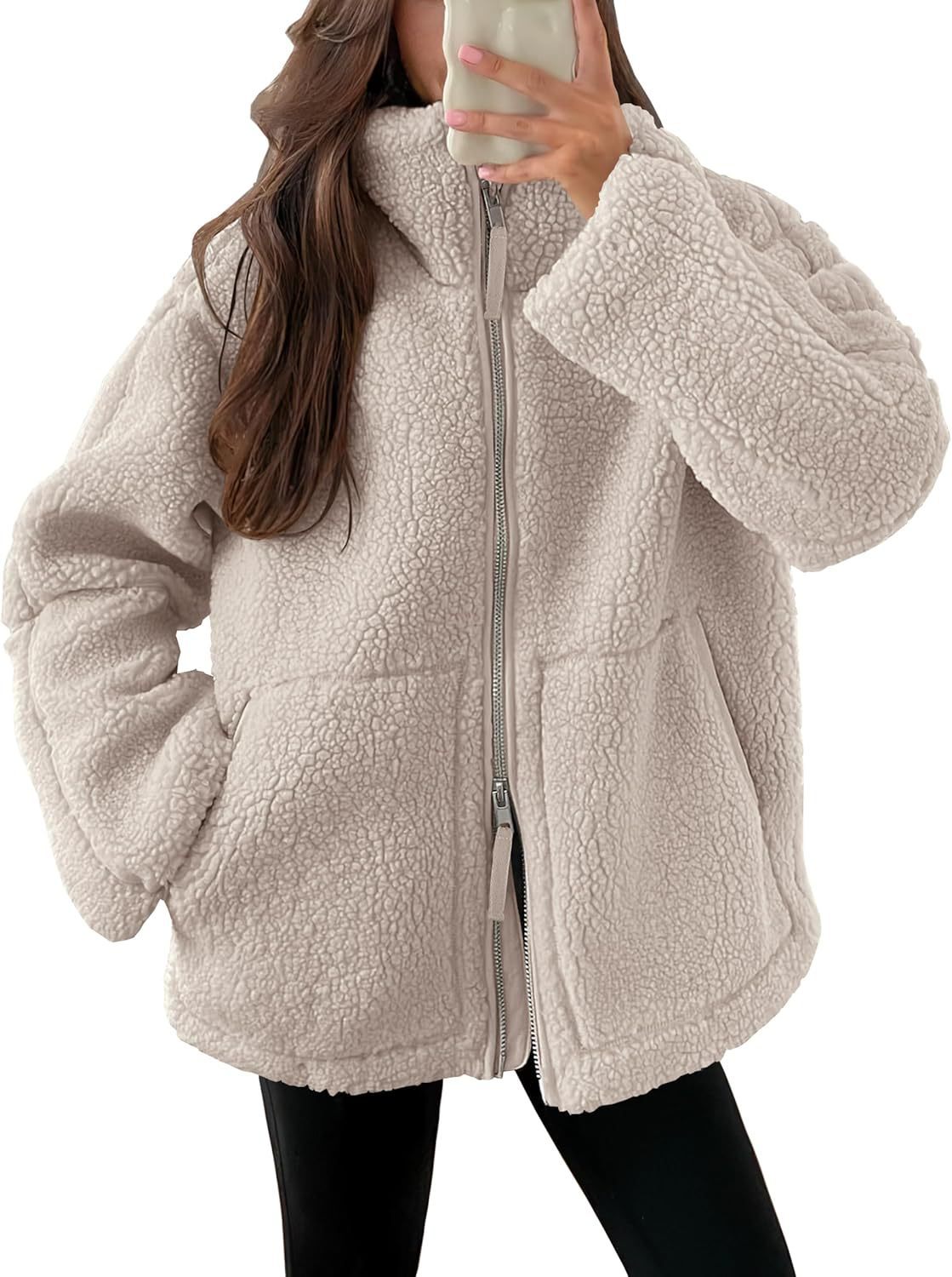 Dames Fleece Jas Oversized Warm en Zachte Winterjas