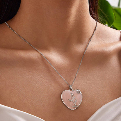 Rozenkwarts Halsketting Hartvormige Edelsteen Sieraden