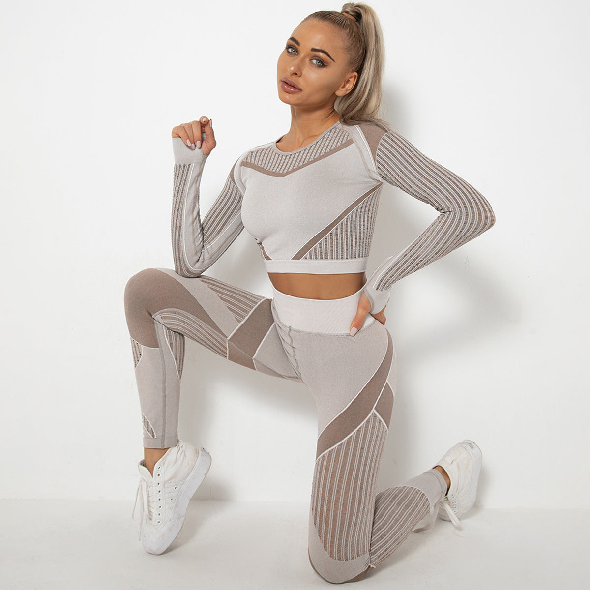 Dames Yoga Set Lange Mouwen Zacht Elastisch - Mode Vibes