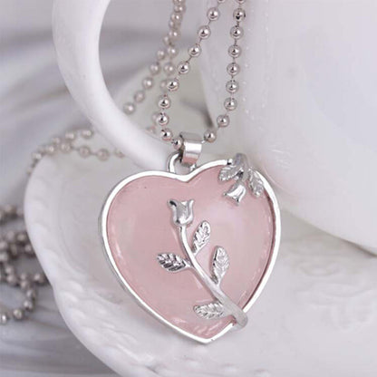 Rozenkwarts Halsketting Hartvormige Edelsteen Sieraden