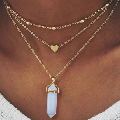 Edelsteen Ketting Natuurlijke Kristal Hexagon Aurora