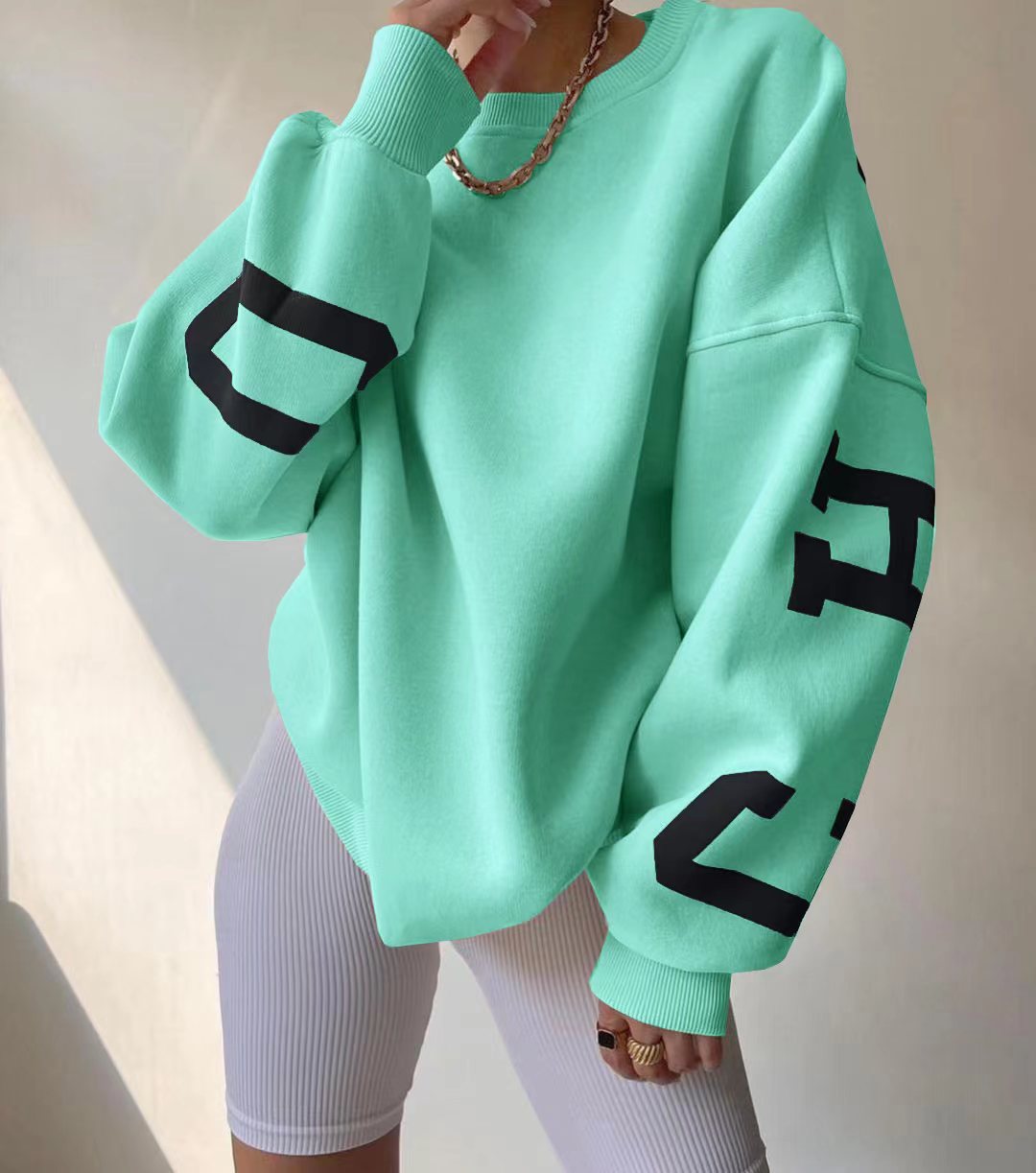 Dames Oversized Trui met Tekstprint voor Dagelijks Gebruik