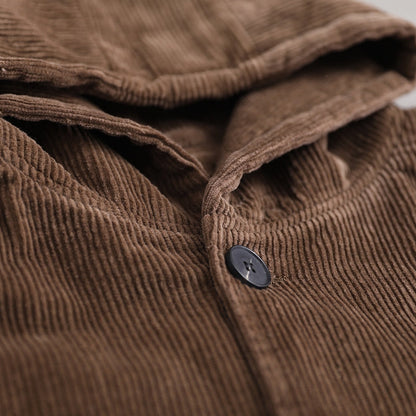 Dames Corduroy Jas met Capuchon Warm en Stijlvol