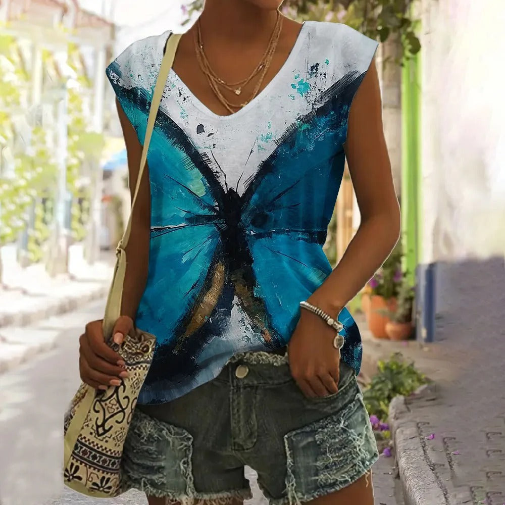Dames Overhemd Vlinderprint Zomerjurk Stijl - Mode Vibes