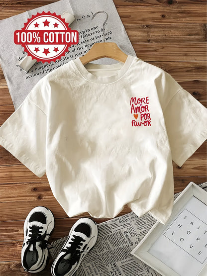 Dames T-shirt Katoen Comfortabele Pasvorm Met Tekstprint
