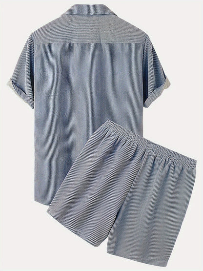 Korte Mouw Hemd Licht Rekbaar Casual Corduroy Effen Kleur Zomer - Mode Vibes