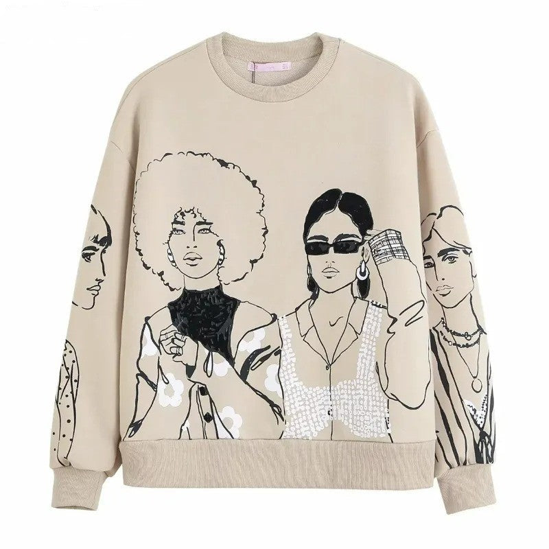 Wolprint Sweater Losvalmondig voor Vrouw