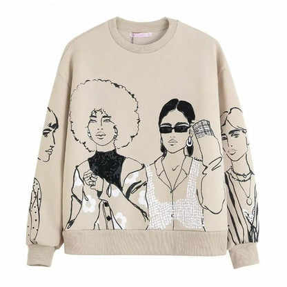 Wolprint Sweater Losvalmondig voor Vrouw