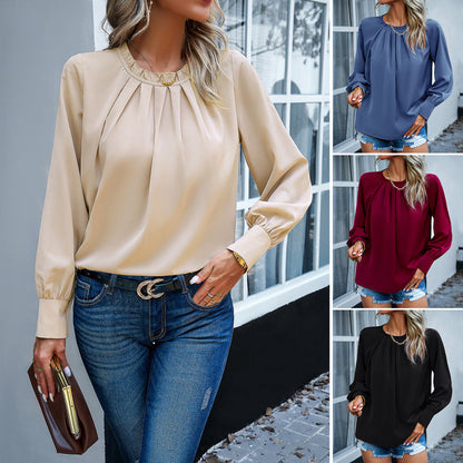 Vrouwelijke Blouse met Plooi Details Zomerse Stijl - Mode Vibes