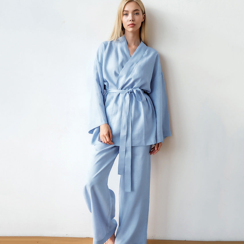 Dames Tweedelige Set Broek en Wikkel Top Japanse Stijl