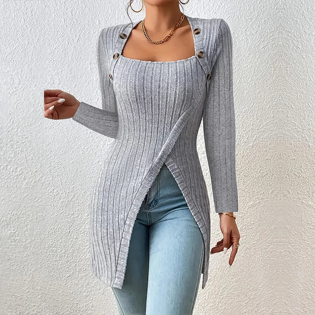 Asymmetrische Cardigan Geribbeld Zacht voor Vrouwen - Mode Vibes
