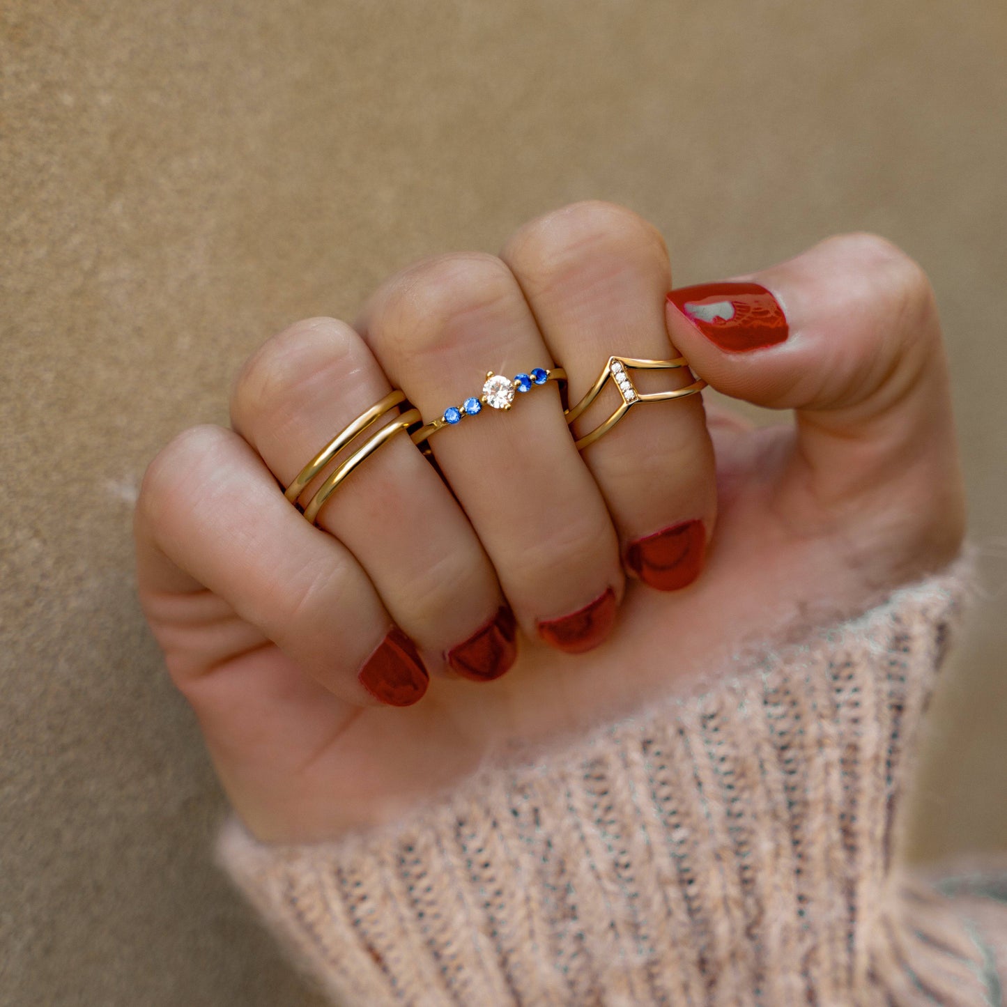 Dubbele Ring Sieraden Amaya Zilverkleurig