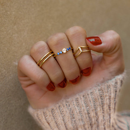 Dubbele Ring Sieraden Amaya Zilverkleurig