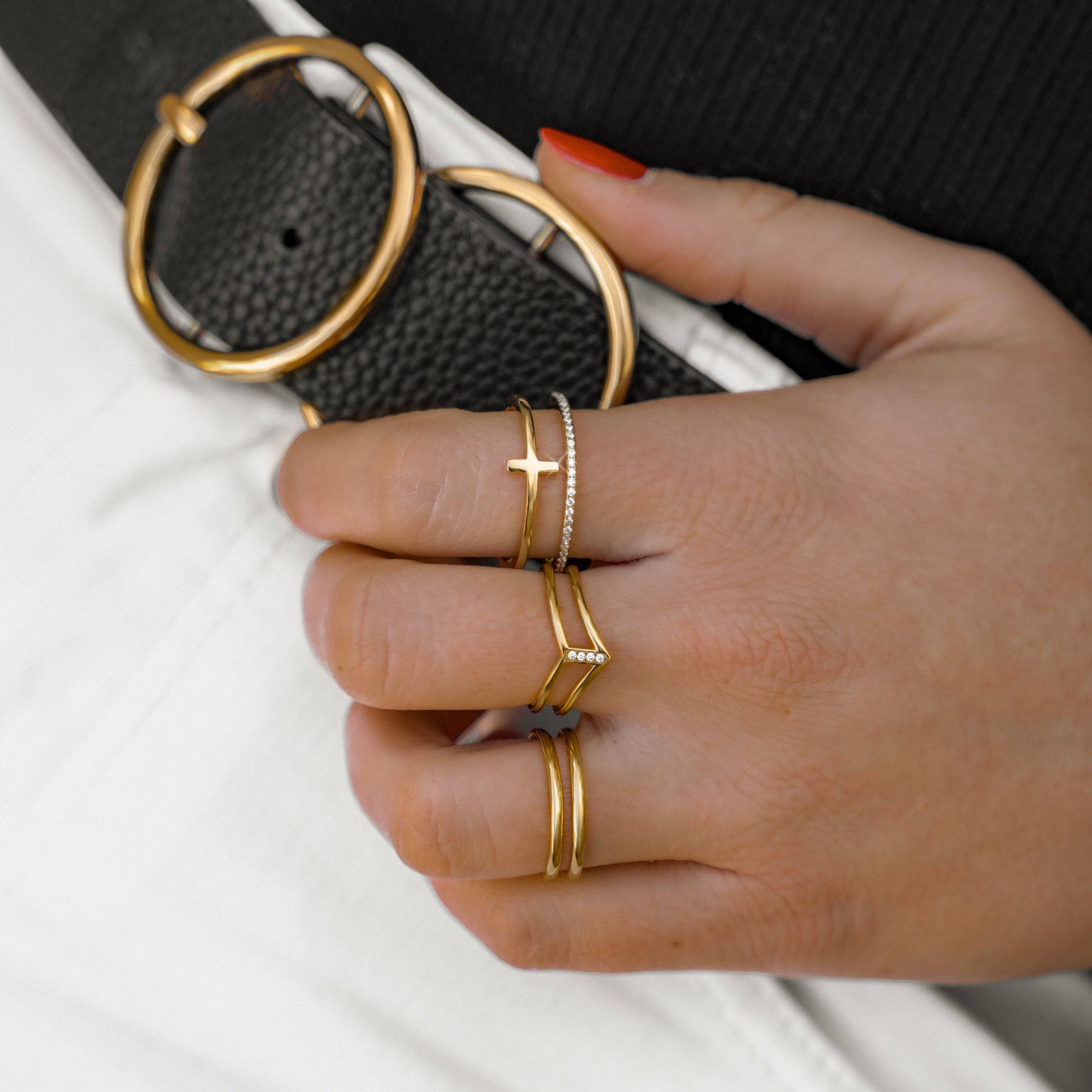 Dubbele Ring Sieraden Amaya Zilverkleurig