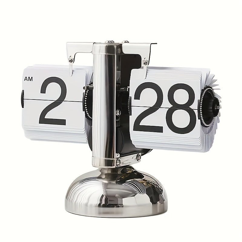 Retro Flip Klok Stalen Look Met Digitale Weergave