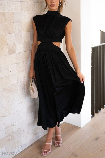 Midi Zomerjurk Col Rond Hals V-Neck Jurk voor Vrouw