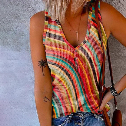 Gebreide Tanktop met Streepjes voor Vrouw - Mode Vibes