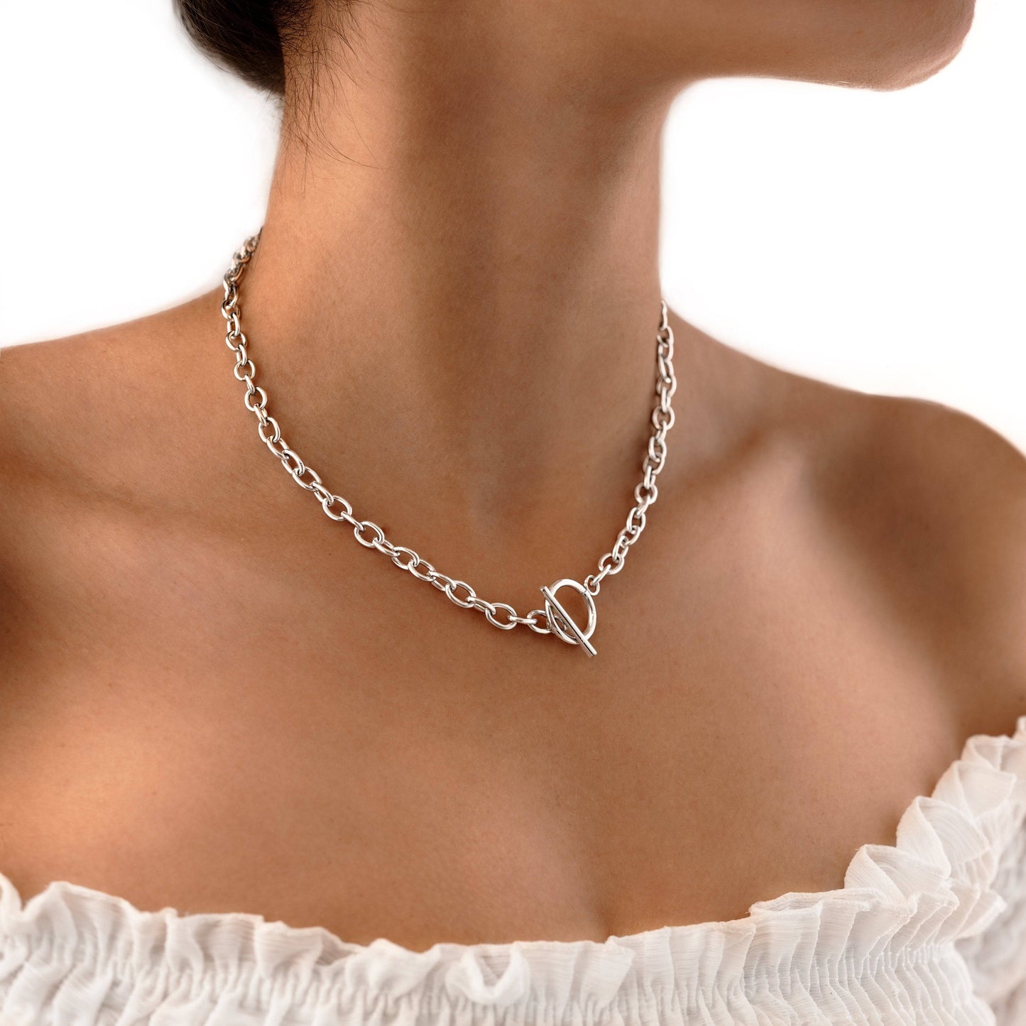 Ketting Geometrisch Design Subtiel Zilveren Halsketting - Mode Vibes