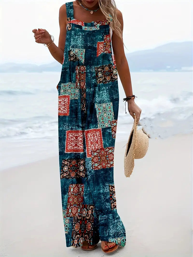Jumpsuit Kleurblokken Jurk Zomerse All-over Print