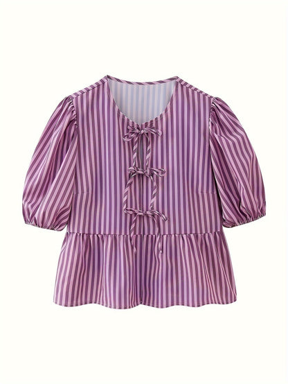 Casual Strepen Top voor Lente en Zomer