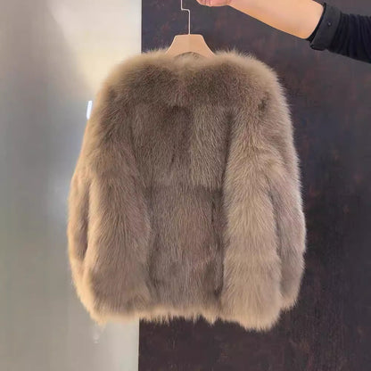 Dames Faux Fur Jas Luxe Met Zakken