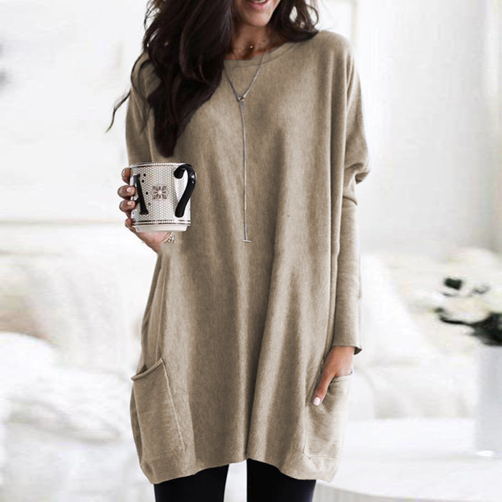 Dames Top met Lange Mouwen en Zakken Basis Collectie