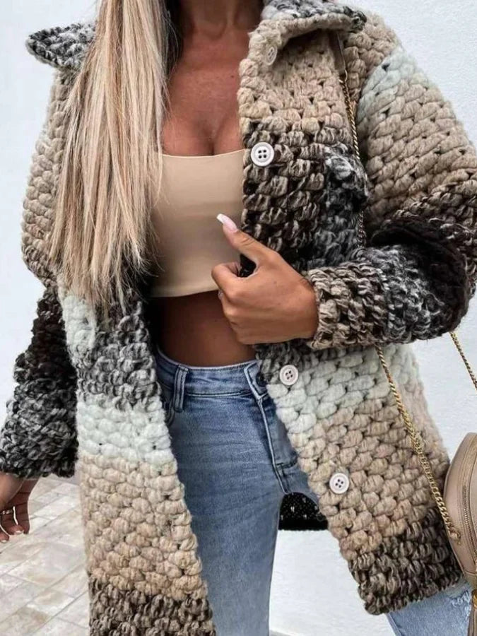 Kleurrijke Wollen Jas voor Vrouw