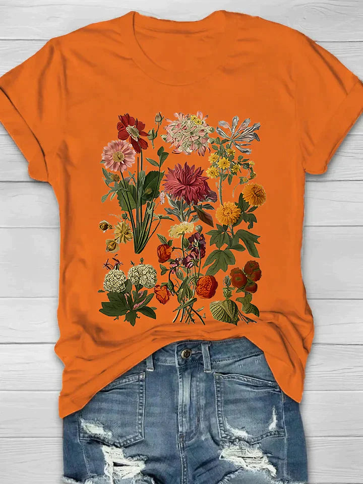 Dames T-Shirt Bloemenprint Vintage Stijl