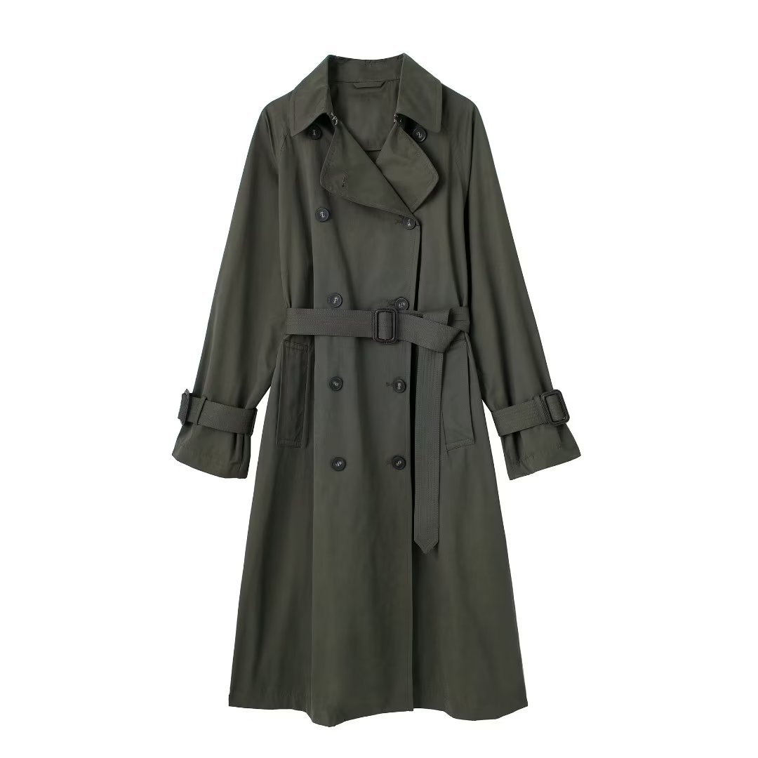 Dames Trenchcoat Lange Trendy Voorjaarsjas met Ceintuur