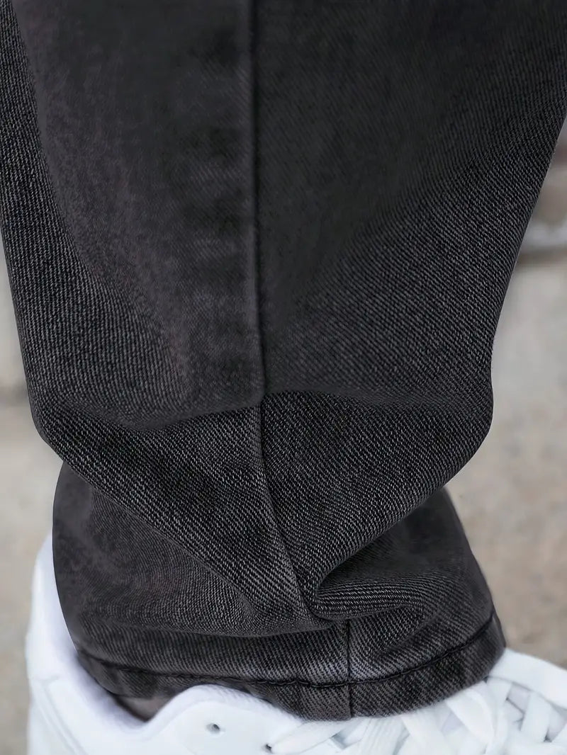 Heren Jeans Losse Pasvorm Comfortabele Zittende Broek