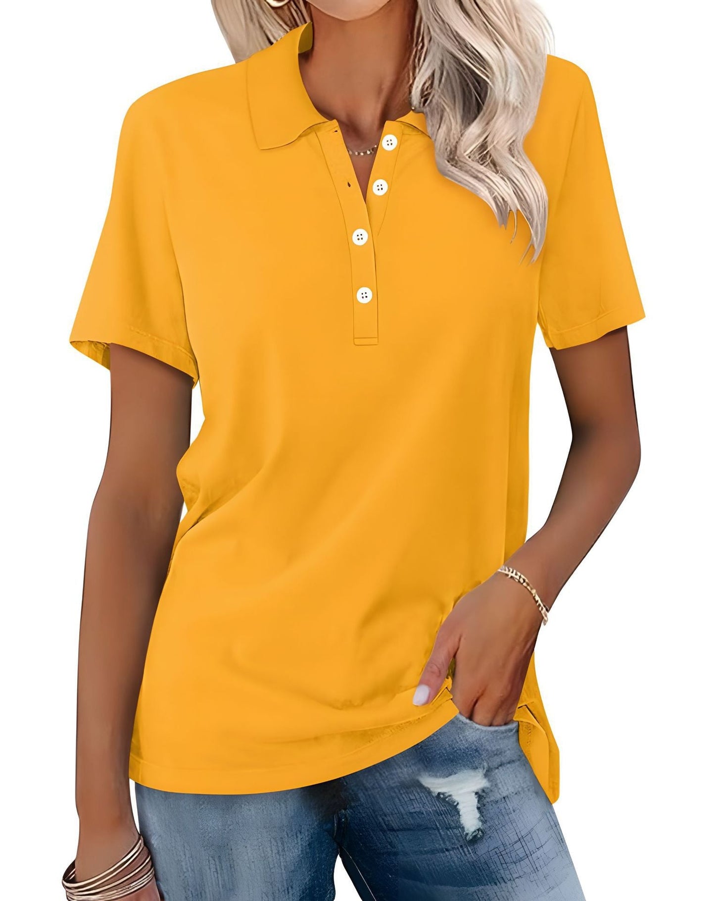 Dames Polo Top Kortemouw Basic Zomer