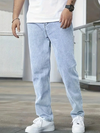Heren Jeans Losse Pasvorm Comfortabele Zittende Broek