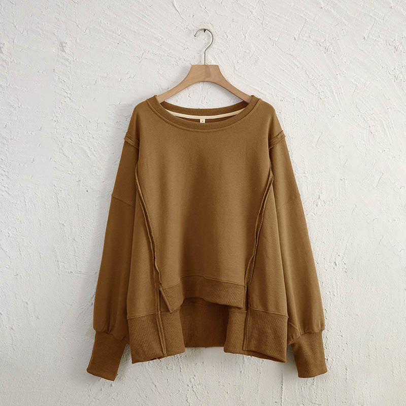 Dames Sweater Warm Losse Pasvorm Met Rauwe Randen