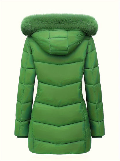 Warme Puffy Jas voor Vrouwen met Stijlvolle Details