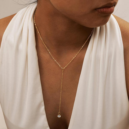 Gouden Y-Vorm Ketting voor Dames met Fijne Schakels en Subtiel Detail