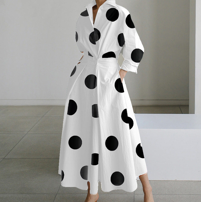 Dames Jurk met Overhemdkraag Elegante Stijl