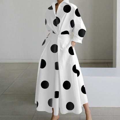 Dames Jurk met Overhemdkraag Elegante Stijl