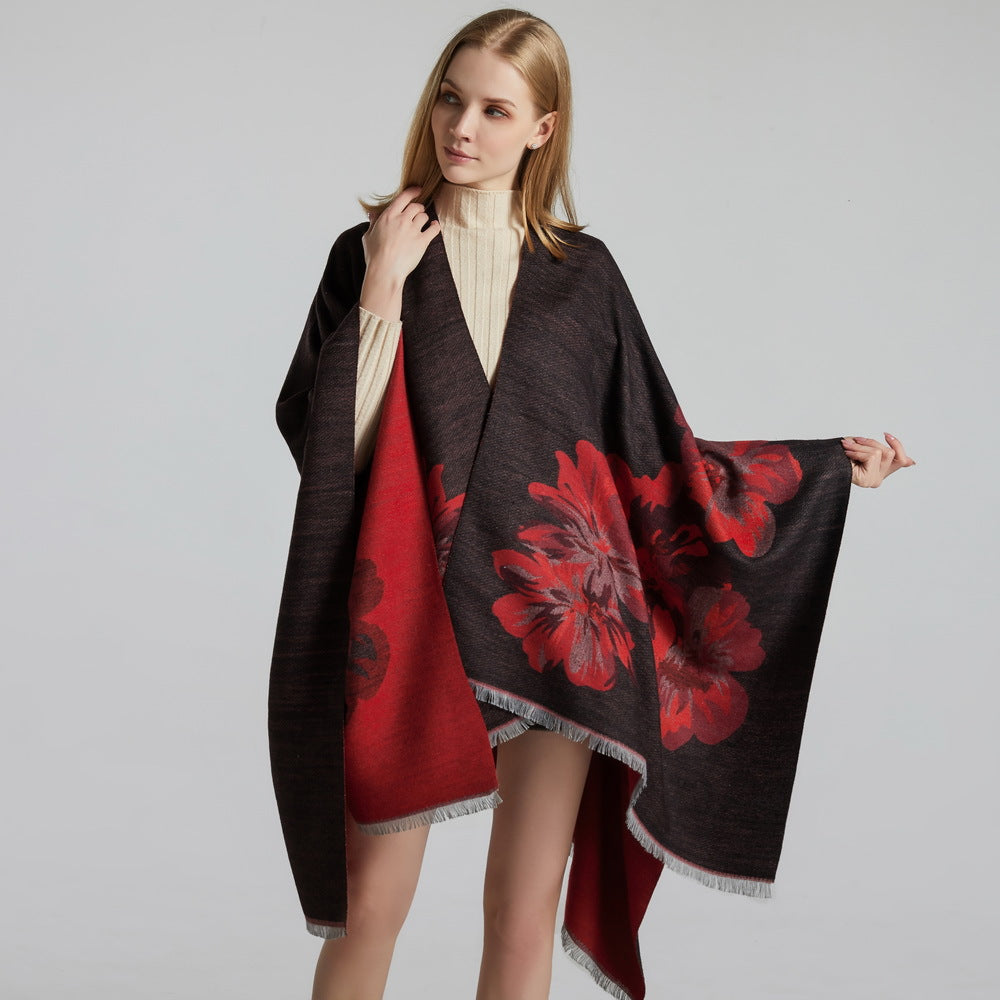 Dames Sjaal met Bloemenprint Cape Stijl Levi