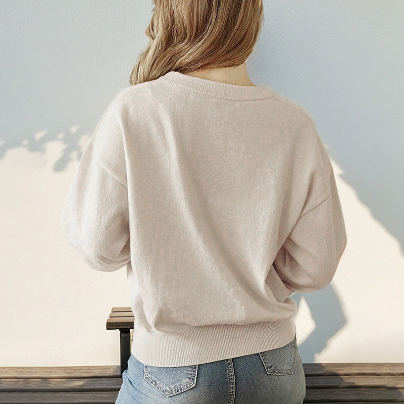 Dames Trui Warm Gebreid Ronde Hals Basis Collectie