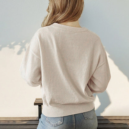 Dames Trui Warm Gebreid Ronde Hals Basis Collectie