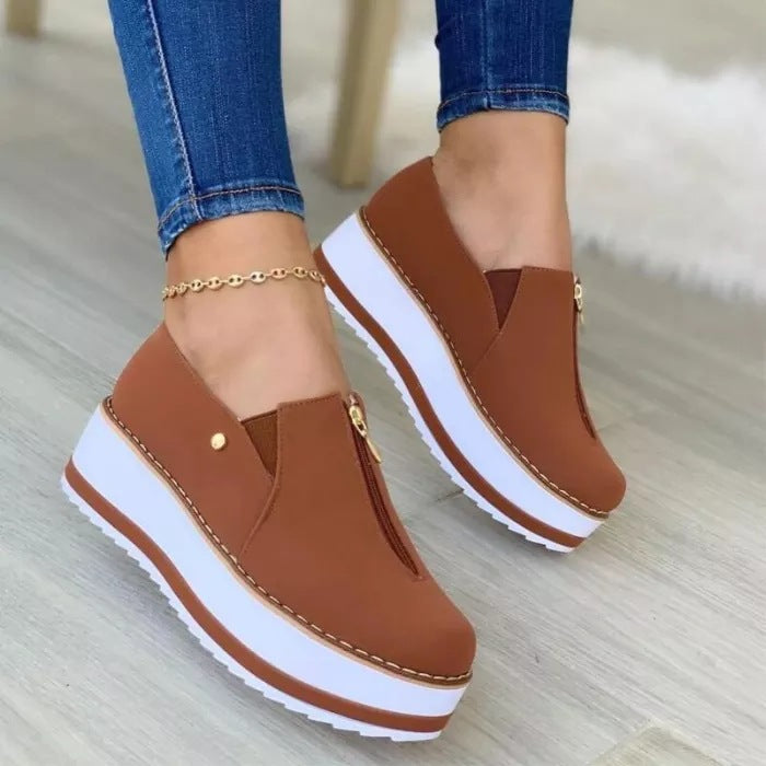 Dames Instappers met Rits en Plateauzool Trendy Schoenen
