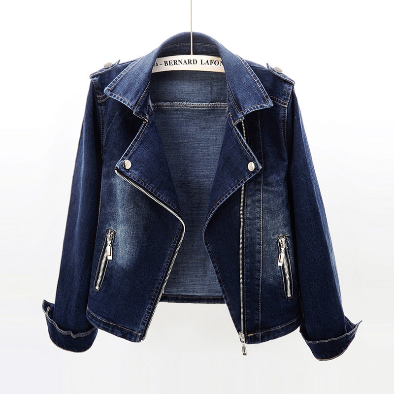 Dames Biker Jas Slim Fit Denim Met Stoere Details
