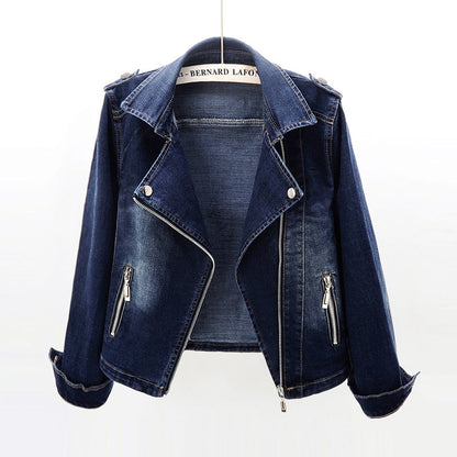 Dames Biker Jas Slim Fit Denim Met Stoere Details