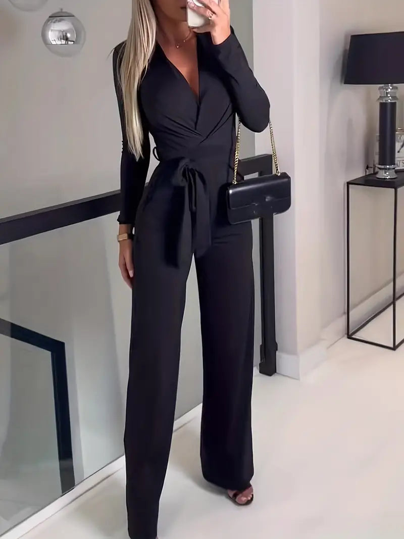 Jumpsuit met Ceintuur en V-Hals Elise