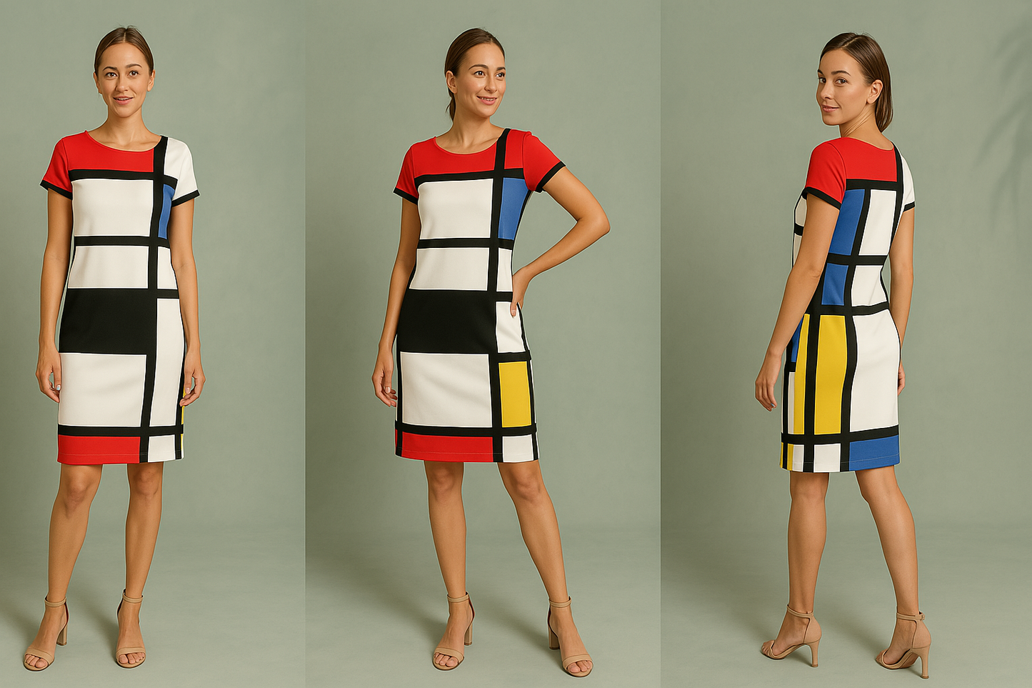 Retro Jurk Mini Mondriaan Print Vrouwenkleding - Mode Vibes