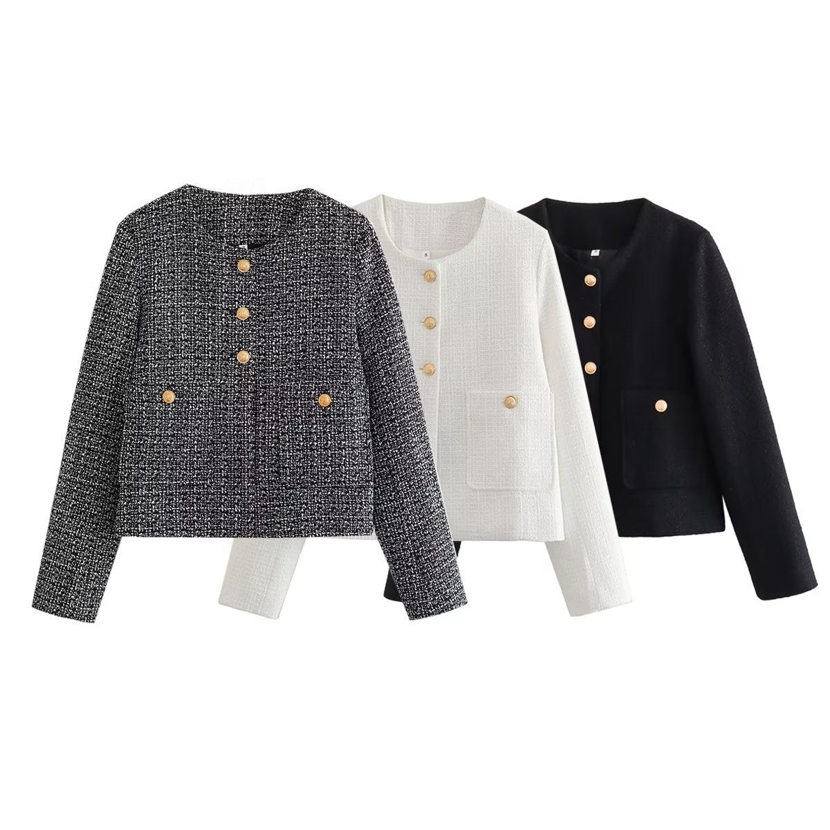 Dames Jas Bouclé Gouden Knopen Luxe Bessie