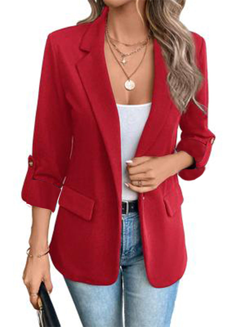 Dames Blazer Lange MouwWarm Donkerblauw voor Herfst en Winter