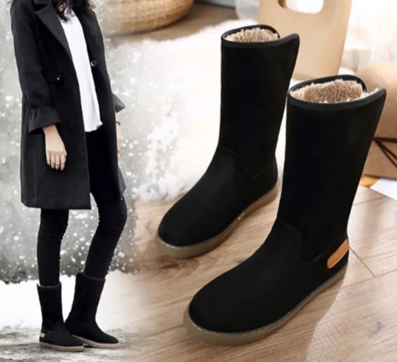Dik fluweel zwart bont antislip windproof hoge laarzen