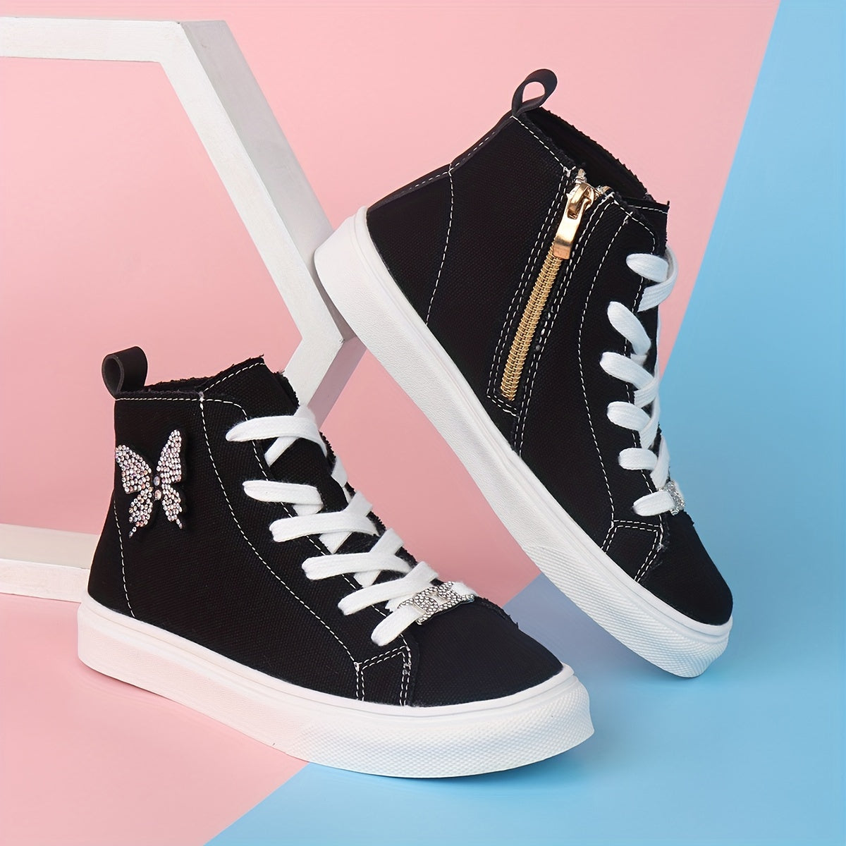 Kinder Sneakers Canvas Stijlvol met Vlinderstrikkers - Mode Vibes